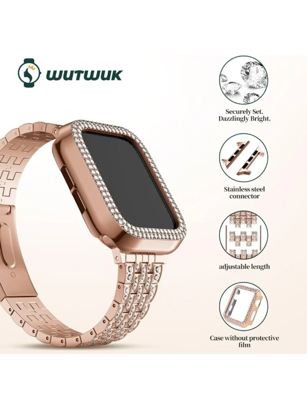 Sparkly Diamond Band & Bling Case for Apple Watch 42mm - Crystal Protective